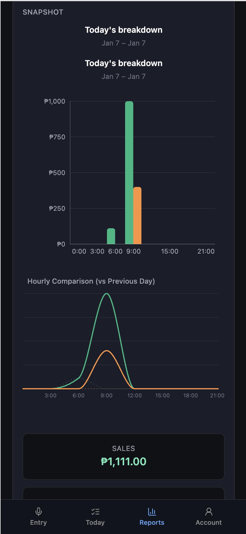AI Sales Tracker voice log preview