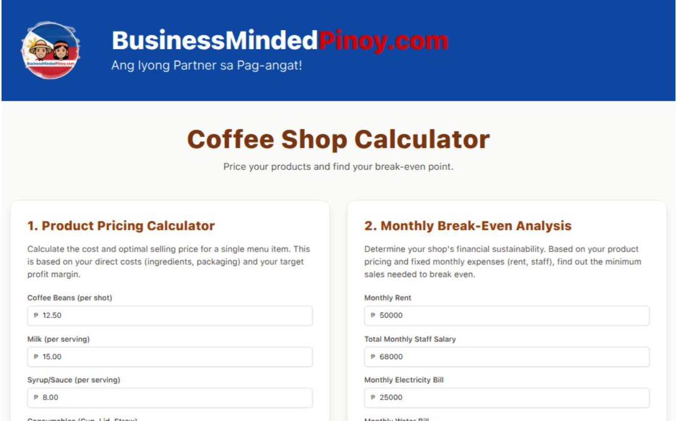 Coffee Shop Business Calculator thumbnail