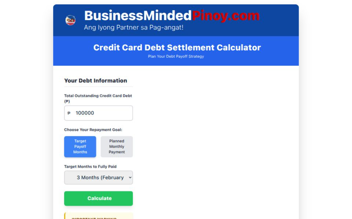 Credit Card Debt Settlement Calculator thumbnail