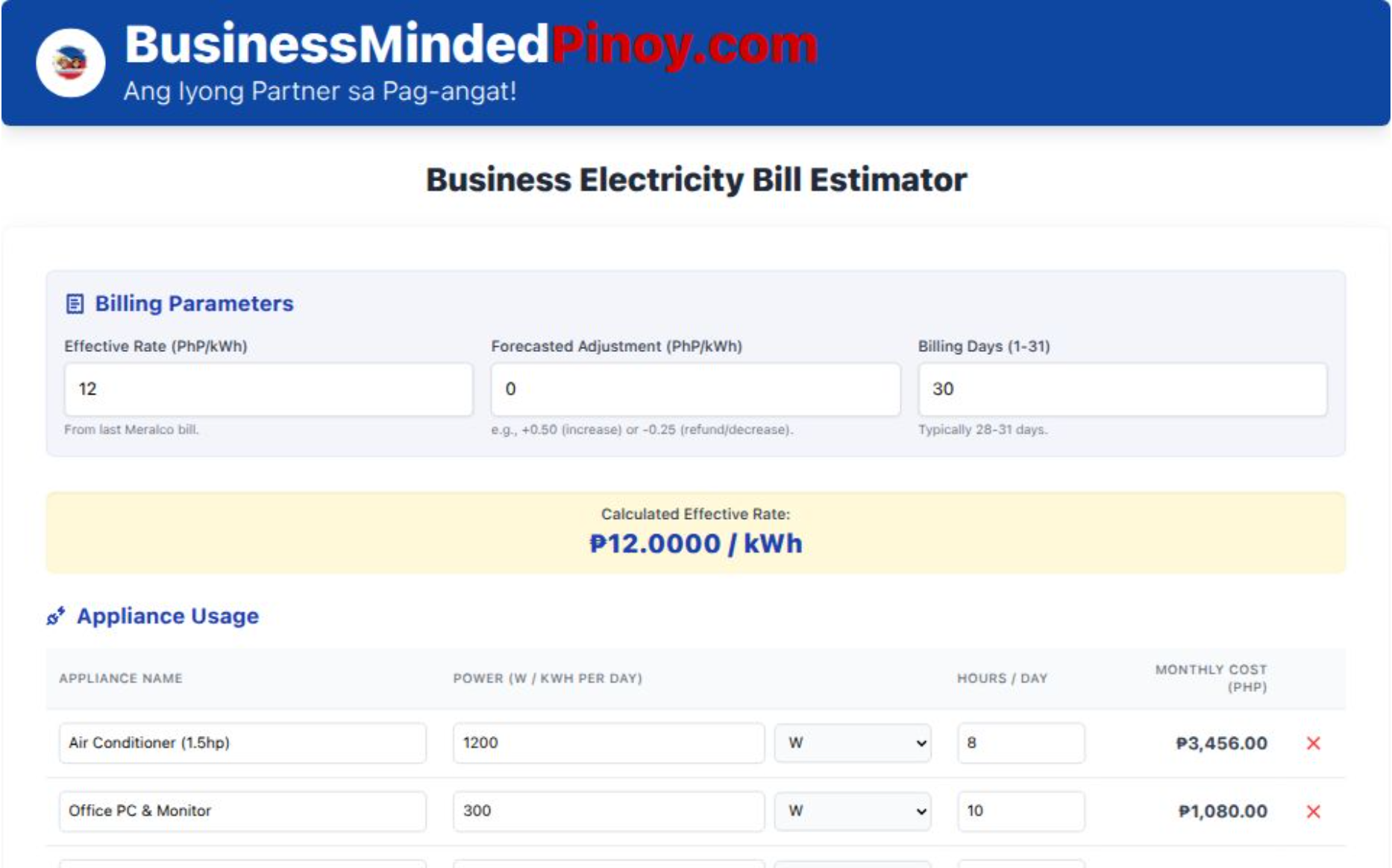 Business Electricity Bill Estimator thumbnail